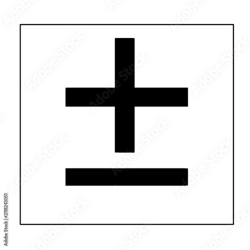 Plus minus sign icon to estimate distance or quantity calculation in box frame