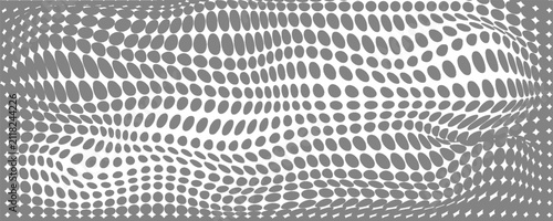 Cuadro en lienzo Abstract white background with grey halftone dot optical illusion fluid wave dis