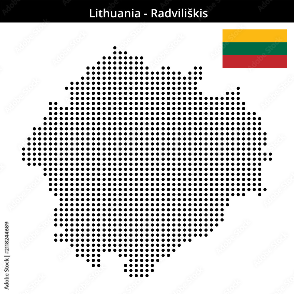 Obraz premium Map of Lithuania region Radviliškis in medium size dots