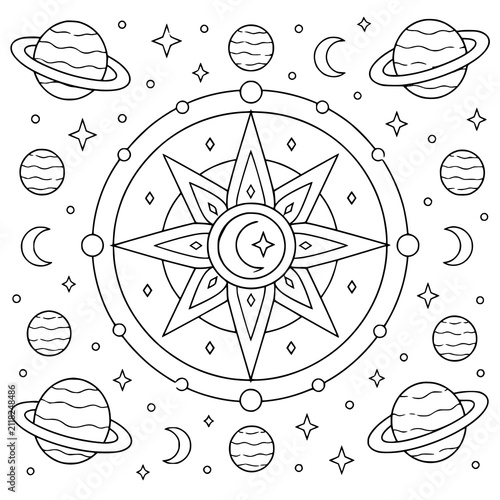 Cosmic Abstract Coloring Pages for Adults | Space-Inspired Line Art Designs Featuring Galaxies, Nebulas, Planets, Celestial Patterns, Starbursts & Modern Abstract Cosmic Illustrations for Relaxation, 
