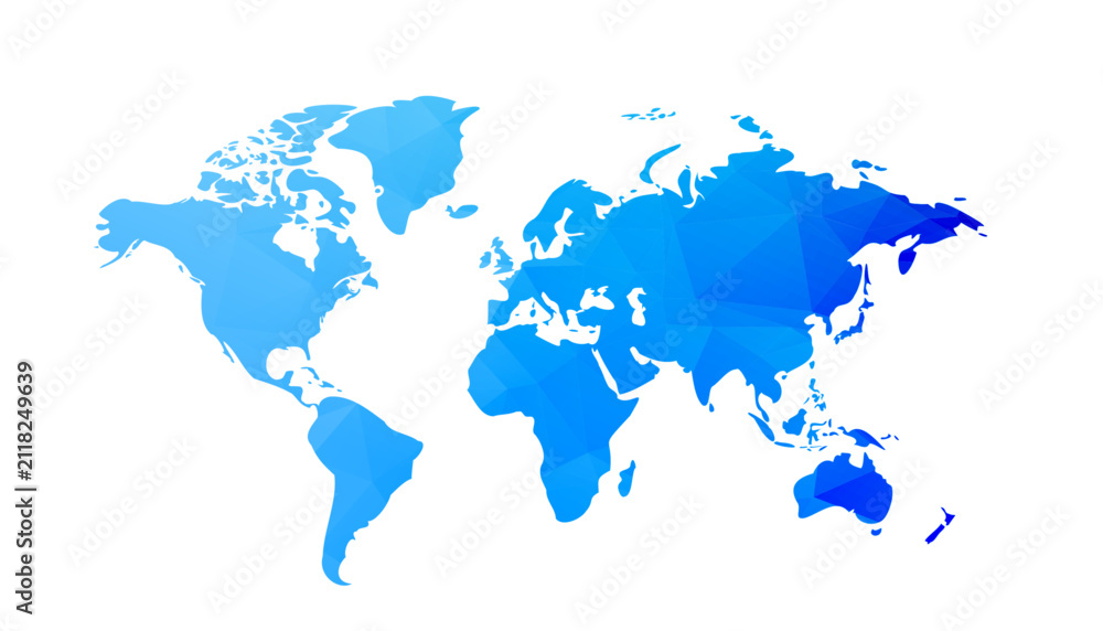 Fototapeta premium isolated world map in low poly pattern on white background