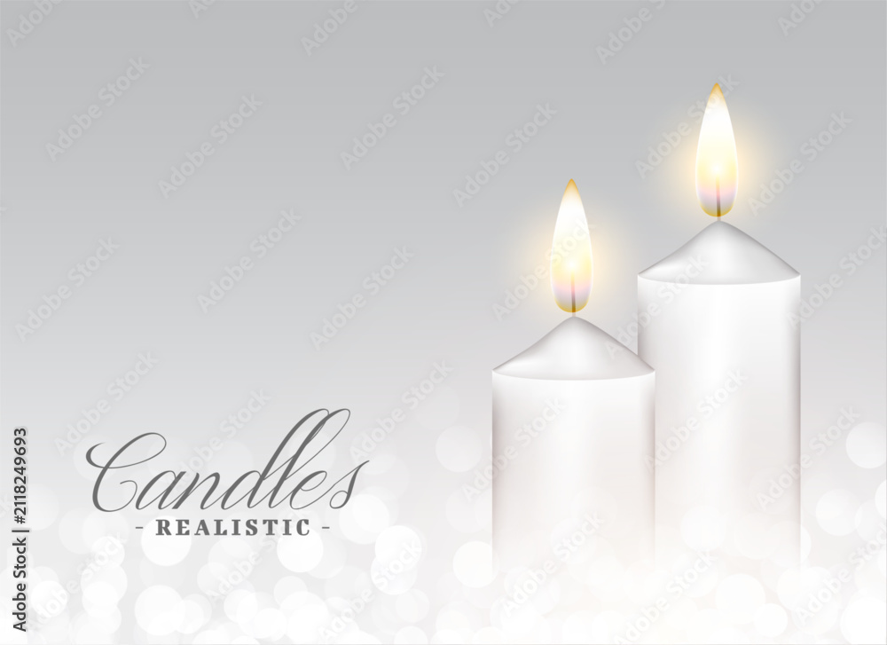 Obraz premium realistic two burning church candle background