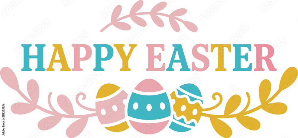 Fototapeta premium Colorful Easter Eggs Graphic Design Elements for Spring Holiday