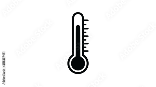 Canvastavla Dark minimalist thermometer icon for temperature measurement.