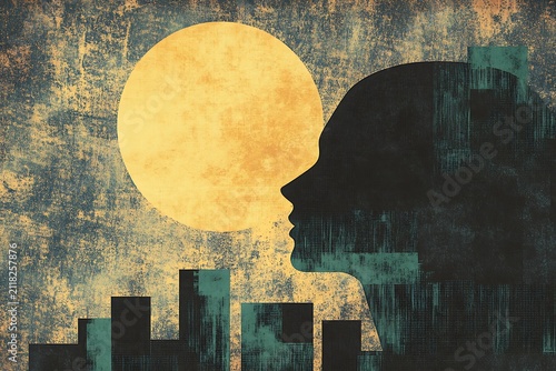Silhouetted thoughts under the moonlit sky