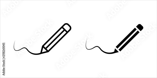 Pencil icon set. Minimalist icon set of pencils creating scribbles. for mobile concept and web design. vector illustration on white background