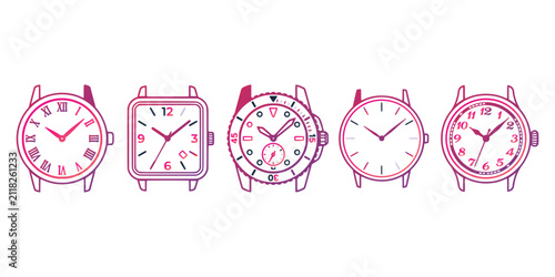 Konstfotografi Set of five different wristwatches with various dial designs