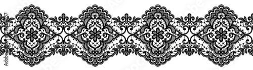 Canvas Print Intricate black lace border with floral symmetrical pattern