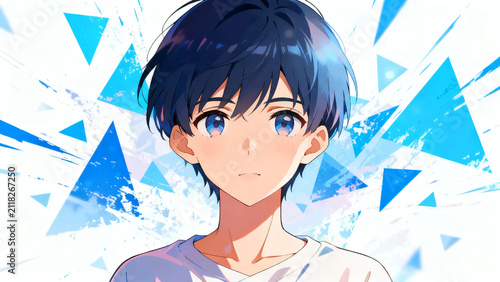 Dynamic blue manga impact frame and speed lines background element