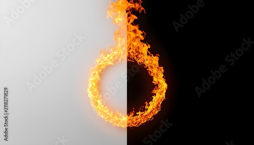 Blazing fire ring on white and black backgrounds
