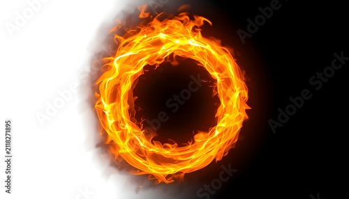 Blazing fire ring on white and black backgrounds