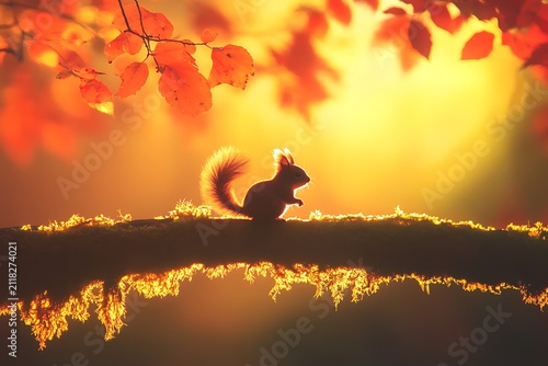 Squirrel silhouette in autumn