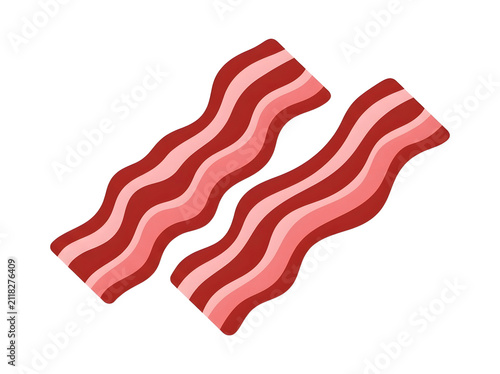 Two Slices of Crispy Fried Bacon Illustration Isolated on White