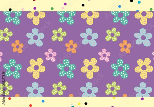 Textile spring flowers pattern. Floral pattern with small flowers in pink, yellow, cream tones. For spring, summer prints, packaging, cute stationery, kitchen decor, fabric design, isolated background