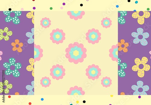 Textile spring flowers pattern. Floral pattern with small flowers in pink, yellow, cream tones. For spring, summer prints, packaging, cute stationery, kitchen decor, fabric design, isolated background