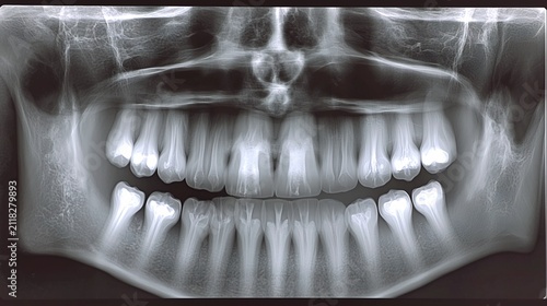 Professional Panoramic X-ray of Human Teeth and Jawbone for Routine Dental Examination and Detailed Oral Health Diagnostic Analysis