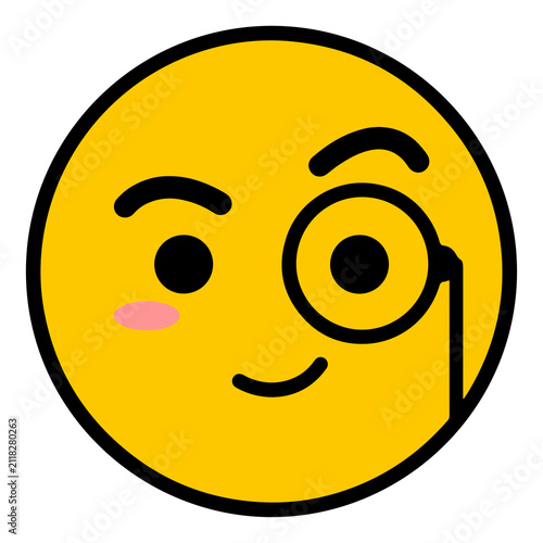 Foto Monocle emoticon portrays a witty character wearing an elegant eye glass