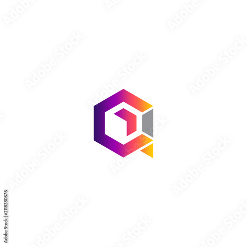 Abstract Letter Q Logo Design with Gradient Hexagon Shapes