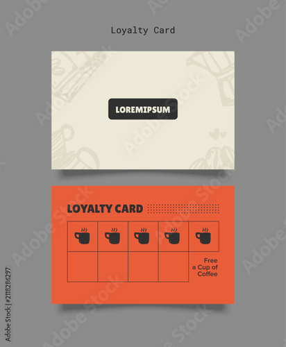 Loyalty Card Coffee with hand drawn illustration graphic branding set