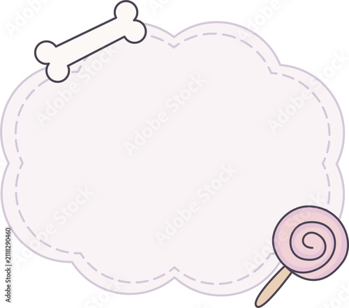 Cloud-shaped Halloween label decorated with a bone and pastel lollipop. Cute minimal doodle vector perfect for planners, stickers, candy tags, and scrapbook projects