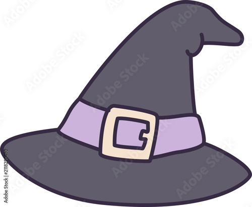 Magical Purple Halloween Witch Hat with Buckle Vector Design Element