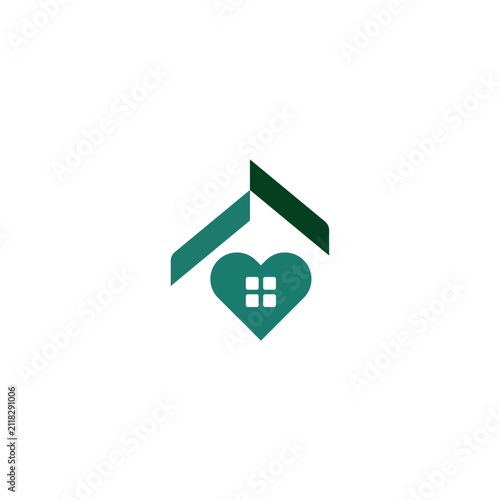 Green House and Heart Logo Design