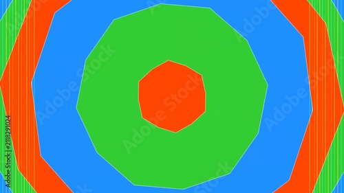 Colorful Multi Layered Concentric Star Animation with Vibrant Blue Green and Orange Colors.