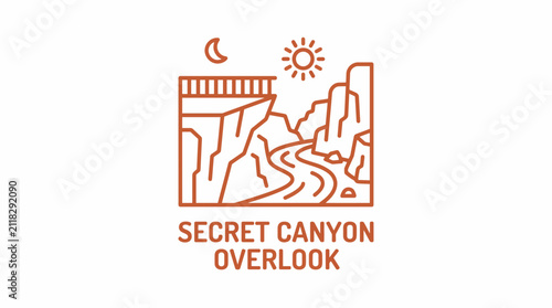 Secret Canyon Overlook Line Art Icon