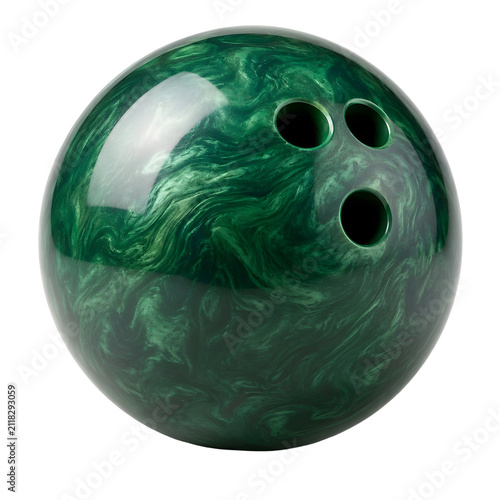 Green Bowling Ball Sports Equipment Isolated on White Background