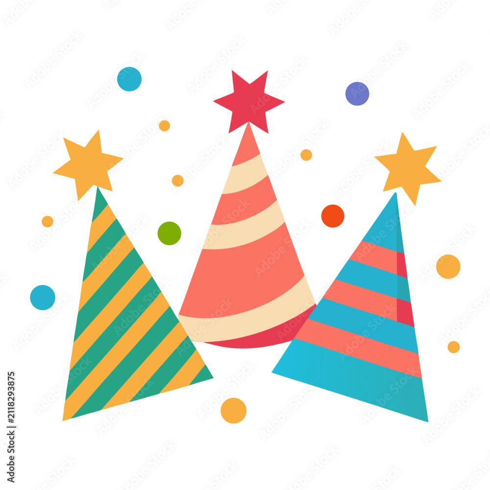 Obraz premium Colorful New Year Party Hats Vector Set 