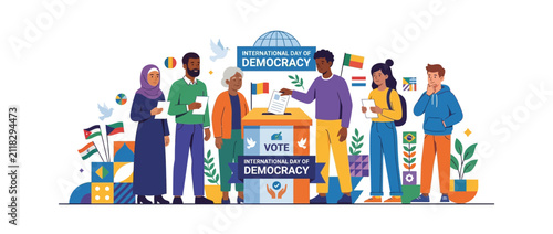Diverse People Voting in Election for Democracy