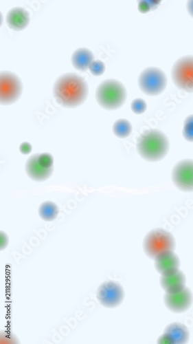 Abstract blurred colorful bokeh circles floating on white background animation.