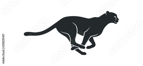 Quadro su tela Silhouette of a black panther running at full speed.