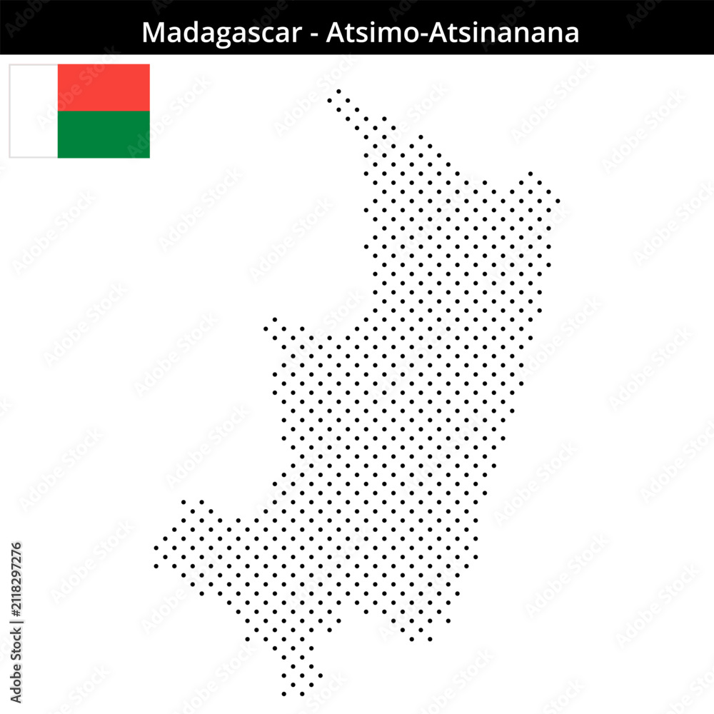 Fototapeta premium Map of Madagascar region Atsimo-Atsinanana in small cross shaped dots