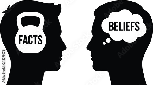 Foto Psychology concept vector illustration featuring two human heads profile with fa