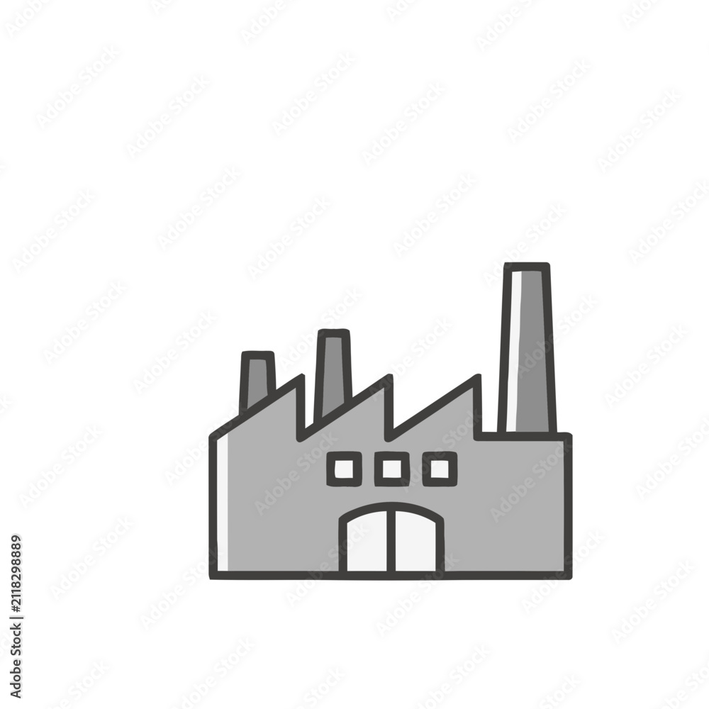 Fototapeta premium Factory Building Flat Vector Icon