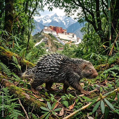 Himalayan Crestless Porcupine in Woodland