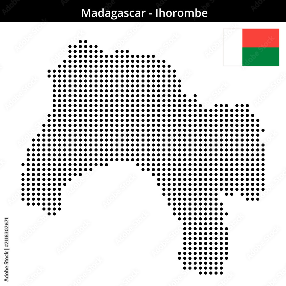 Obraz premium Map of Madagascar region Ihorombe in medium size dots