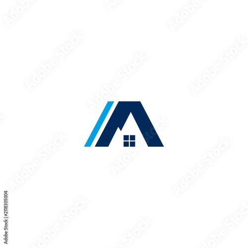 Abstract Letter A Logo Design with House and Mountain Elements
