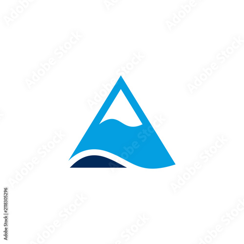 Abstract Letter A Logo Design with Mountain and Wave Elements