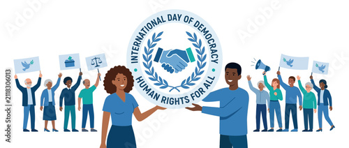 Diverse People Celebrate Democracy and Human Rights