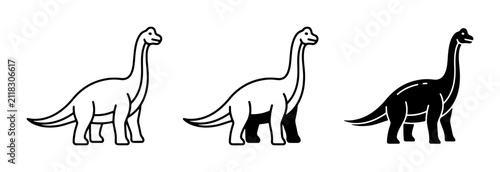 Fotografía Dinosaur Icons Set, Brontosaurus Vector Graphics, Prehistoric Animal Illustratio