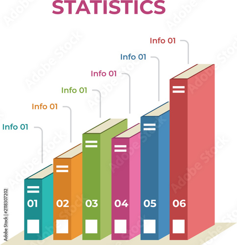 Infographics 3Ascending Statistics Columns Infographics Flat Design Business Presentation