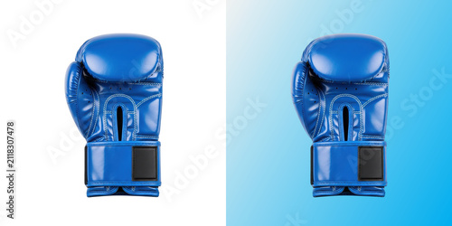 Blue boxing glove in transparent background cutout for sports design