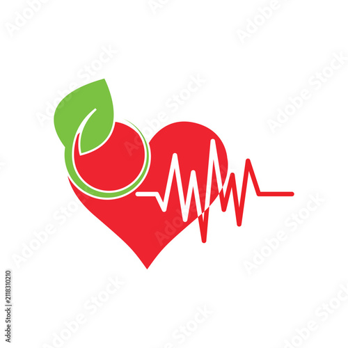Healthy Heart Symbol with Leaf Icon