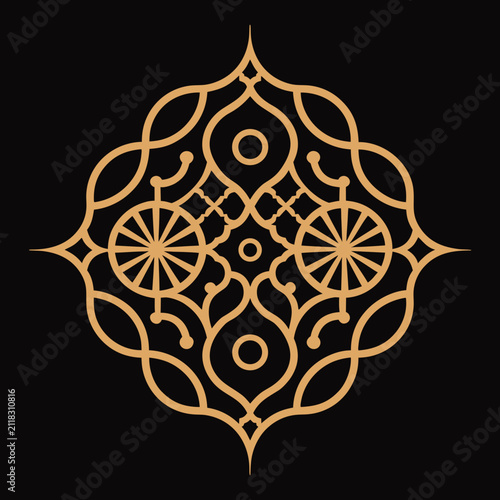 Luxury Islamic Geometric Ornament Gold Vector with Symmetrical Pattern