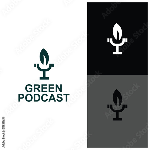 Green Leaf Podcast Logo Vector