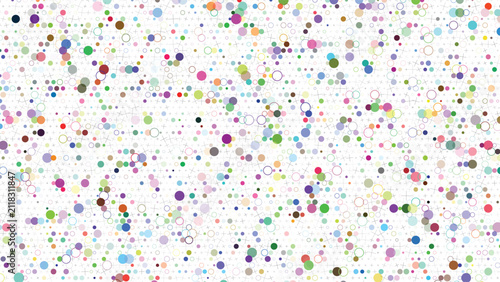 Canvas Print A vibrant confetti explosion with numerous colorful dots and abstract shapes sca