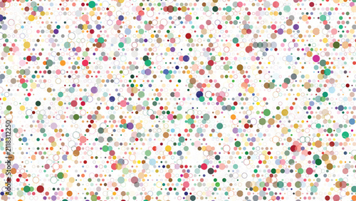 Lively multicolored dots and outlined circles create a dynamic modern abstract pattern perfect for various design projects