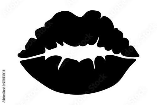 vector black lips icon clip art isolated on transparent background
